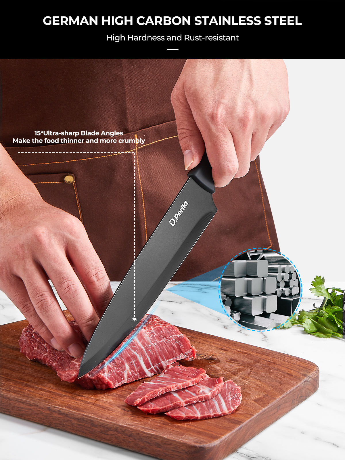D.Perlla 7 Pieces Knife Set with Round Knife Block