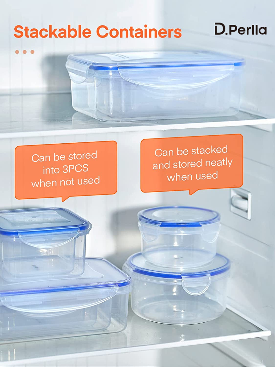 D.Perlla Food Containers, Lunch Box, 8 Pieces