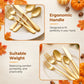 Silverware Set for 8, 48-Pieces Gold Cutlery Set with Steak Knives, Stainless Steel Flatware Set Include Forks and Spoons Set, Dishwasher Safe Utensil Sets for Home Restaurant