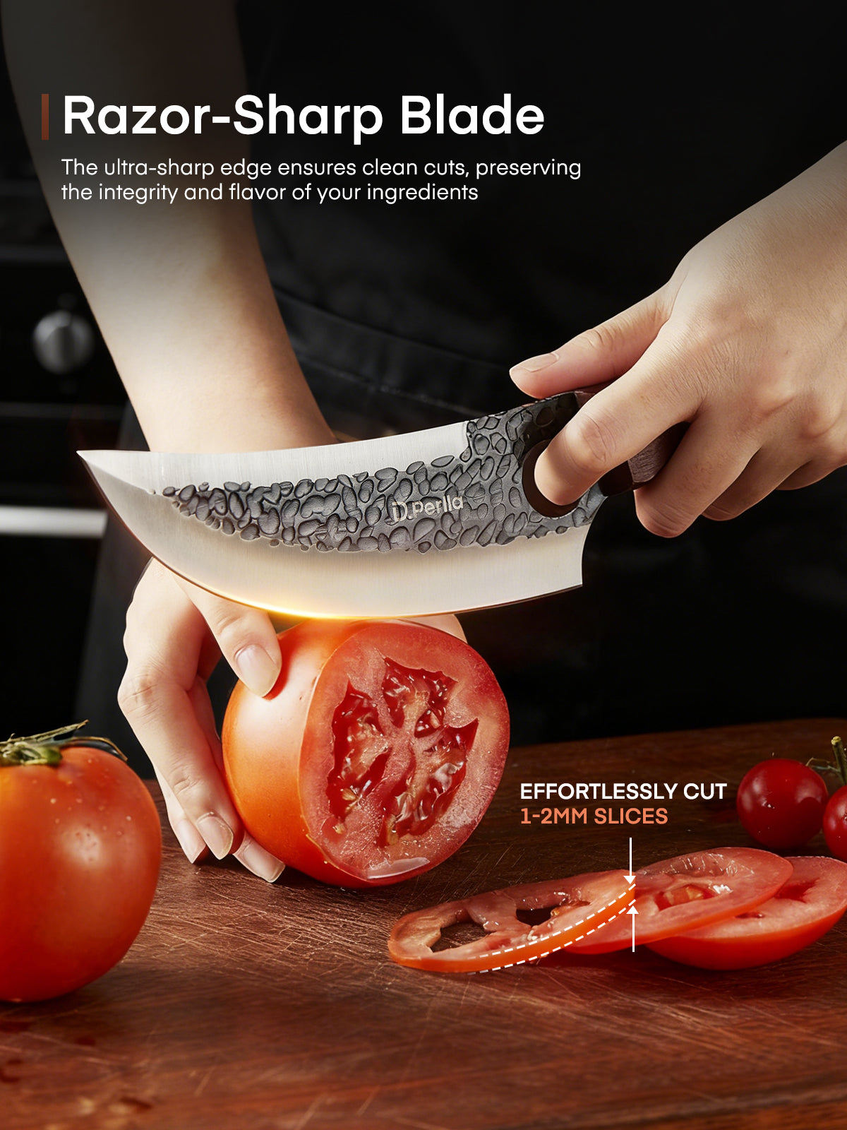 D.Perlla Butcher Knife Set 3PCS Cleaver Knives for Meat Cutting, Serbian Chef Knife Sets and Viking Knife with Wooden Handle, Kitchen Knives Set for Outdoor BBQ and Camping with Gift Box