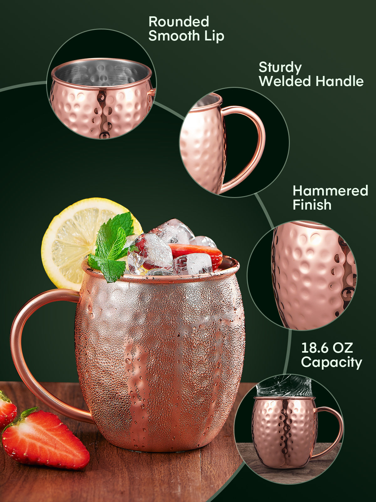 D.Perlla Moscow Mule Copper Mugs Set of 4