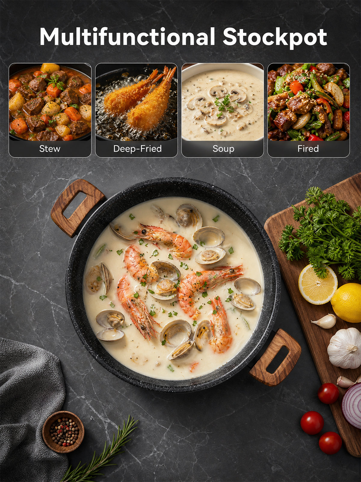 9 Quart Nonstick Stock Pot with Glass Lid, Cooking Soup Pot, all Stove Compatible(Induction）