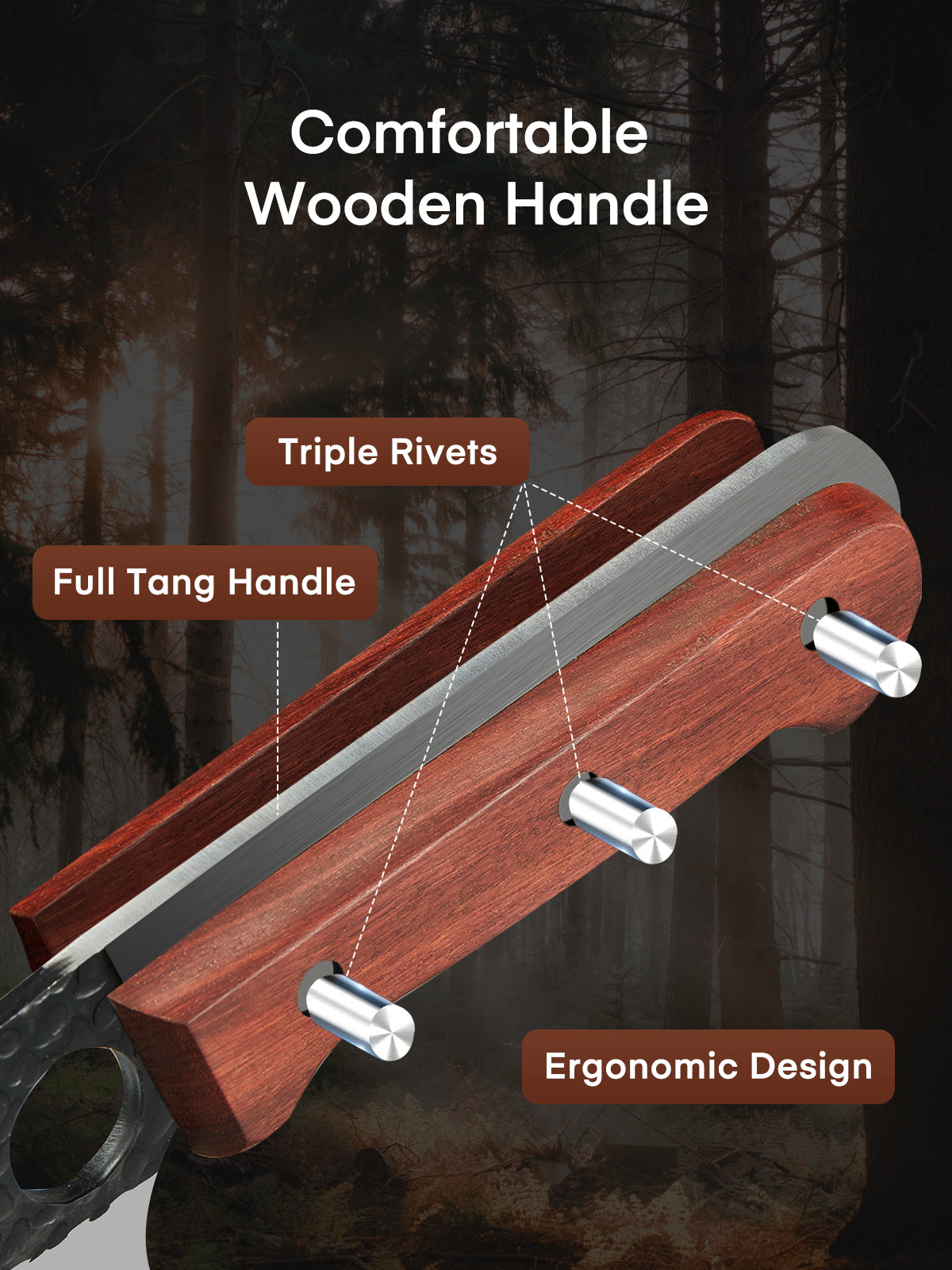 D.Perlla Butcher Knife Set 3PCS Cleaver Knives for Meat Cutting, Serbian Chef Knife Sets and Viking Knife with Wooden Handle, Kitchen Knives Set for Outdoor BBQ and Camping with Gift Box