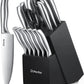 D.Perlla 16 Pieces Stainless Steel Knife Block Set with Hollow Handle, Black