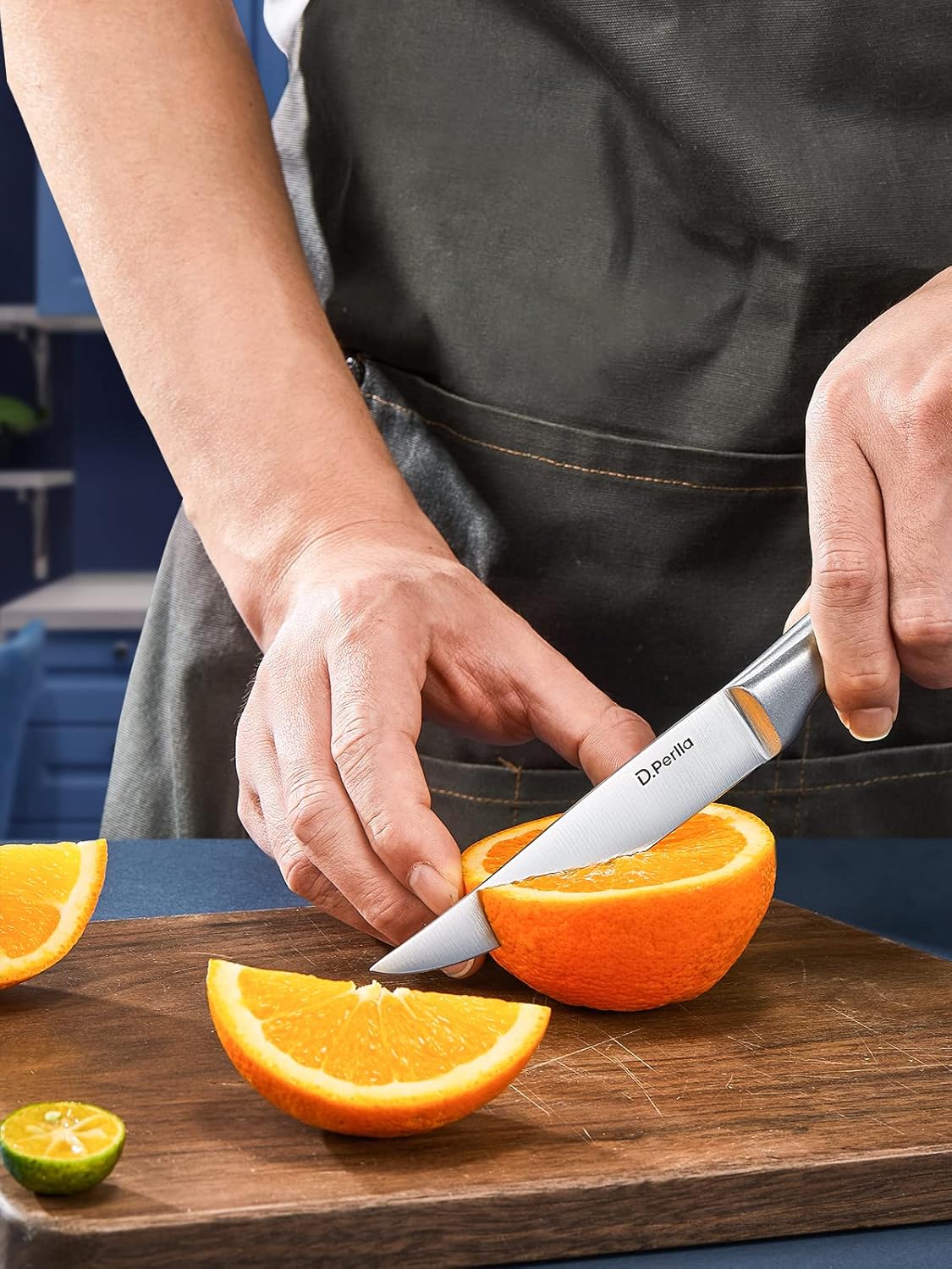 D.Perlla Steak Knives, Non Serrated Stainless Steel Sharp Steak Knife Set of 6 with Gift Box