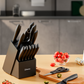 Knife Set, D.Perlla 15 Pieces Knife Sets for Kitchen with Block, Dishwasher Safe Kitchen Knife Set with Sharpener Rod, Black Coating German Stainless Steel Knife Block Set, Non-stick & Non Rust, Black