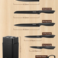 Knife Set, D.Perlla 8-Piece Knives Set with Built-in Sharpener, Dishwasher Safe, Non-stick & Non Rust, Black Coating Stainless Steel Knife Block Set, Sharp Chef Knives with Universal Knife Block