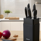 Knife Set, D.Perlla 8-Piece Knives Set with Built-in Sharpener, Dishwasher Safe, Non-stick & Non Rust, Black Coating Stainless Steel Knife Block Set, Sharp Chef Knives with Universal Knife Block