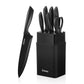 Knife Set, D.Perlla 8-Piece Knives Set with Built-in Sharpener, Dishwasher Safe, Non-stick & Non Rust, Black Coating Stainless Steel Knife Block Set, Sharp Chef Knives with Universal Knife Block