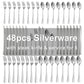 Silverware Set for 8, 48-Pieces Cutlery Set with Steak Knives, Stainless Steel Flatware Set Include Forks and Spoons Set, Dishwasher Safe Utensil Sets for Home Restaurant