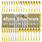 Silverware Set for 8, 48-Pieces Gold Cutlery Set with Steak Knives, Stainless Steel Flatware Set Include Forks and Spoons Set, Dishwasher Safe Utensil Sets for Home Restaurant