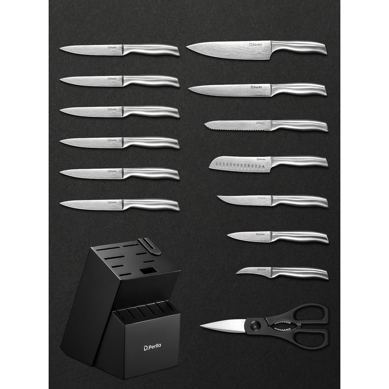 D.Perlla 15 Pieces Stainless Steel Knife Set with Hollow Handle