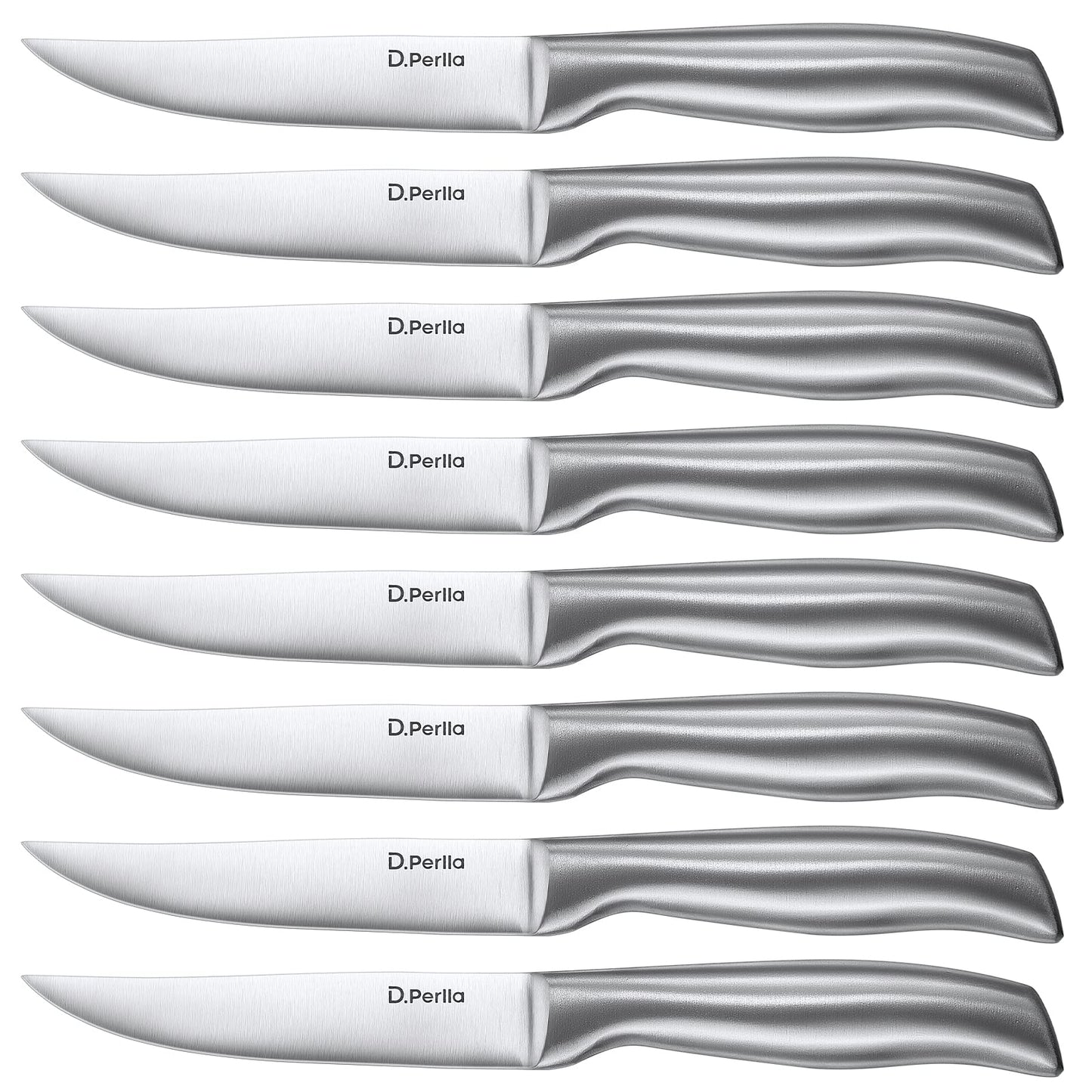 D.Perlla Steak Knives, Non Serrated Stainless Steel Sharp Steak Knife Set of 8 with Gift Box