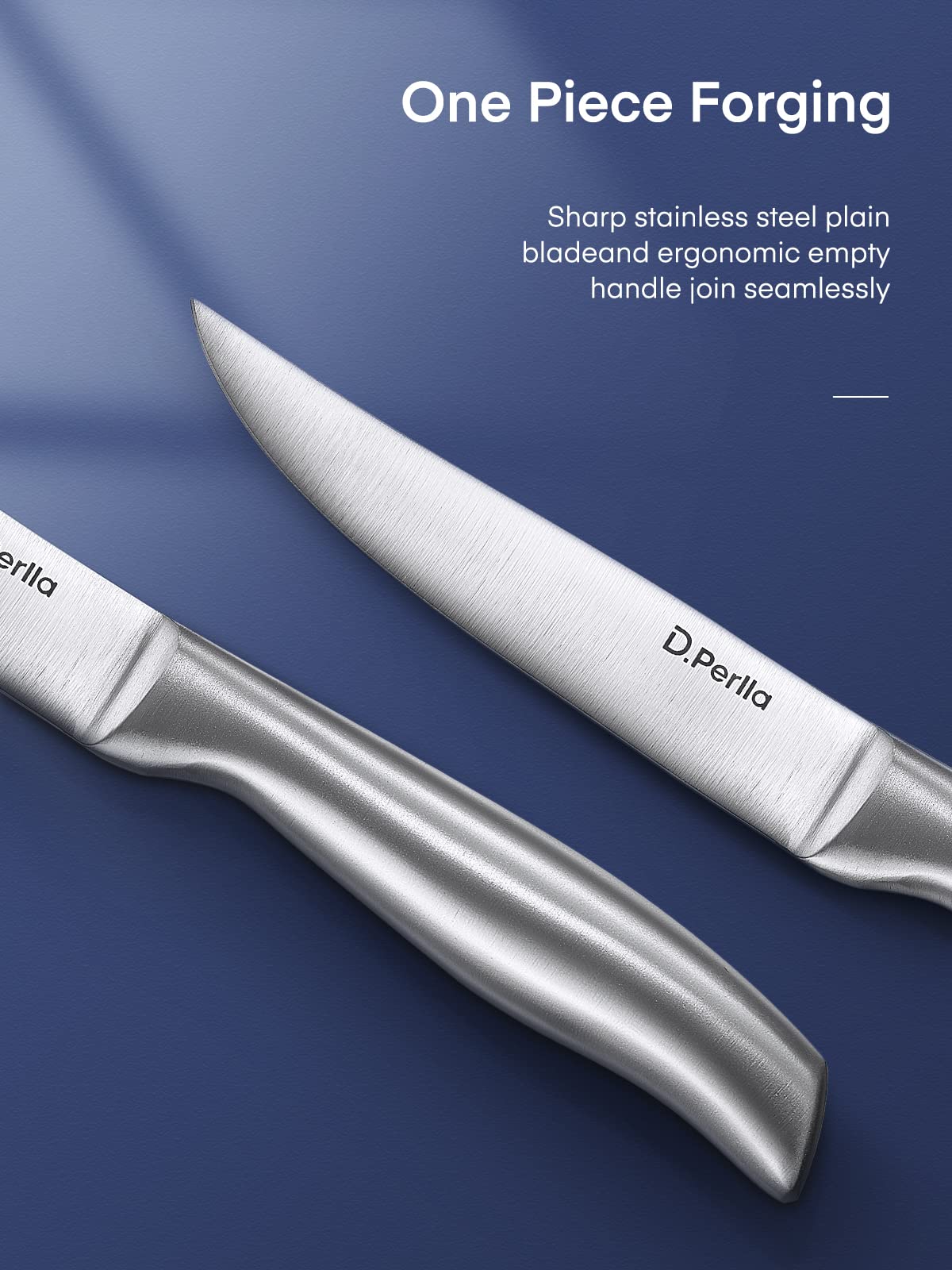 D.Perlla Steak Knives, Non Serrated Stainless Steel Sharp Steak Knife Set of 8 with Gift Box