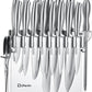 D.Perlla Knife Set, 17 Pieces kitchen Knife Set with Clear Acrylic Knife Block, Stainless Steel Super Sharp Chef Knife Set with Hollow Handle in One Piece Design