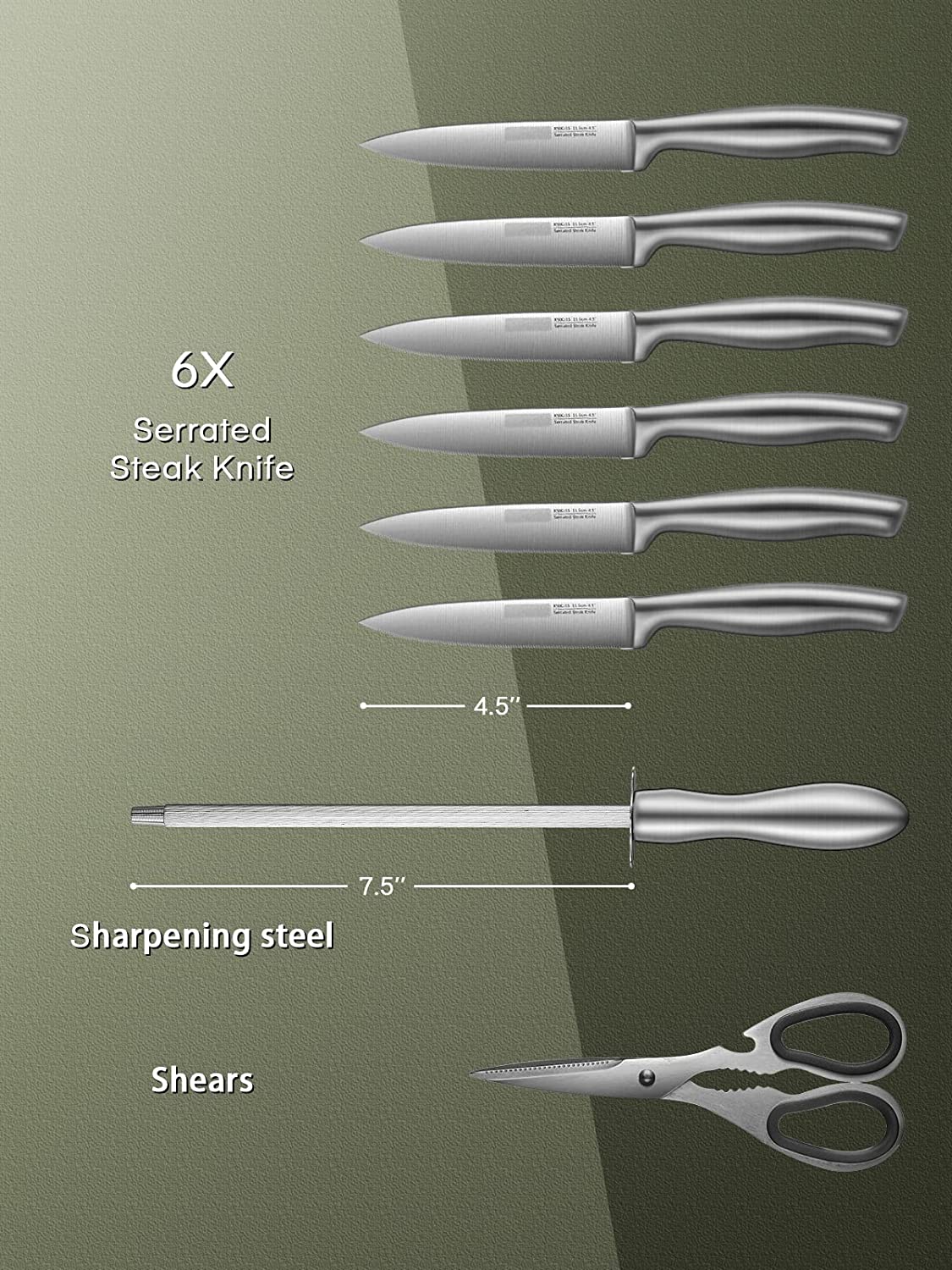 D.Perlla Knife Set, 17 Pieces kitchen Knife Set with Clear Acrylic Knife Block, Stainless Steel Super Sharp Chef Knife Set with Hollow Handle in One Piece Design